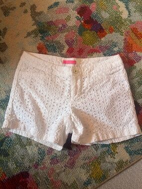 Lilly Pulitzer White Eyelet High-Rise Shorts